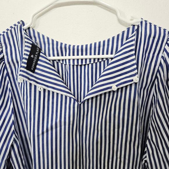 Tuckernuck Pomander Place Nautical Blue/White Striped Top Sz Medium Cotton - Picture 3 of 8